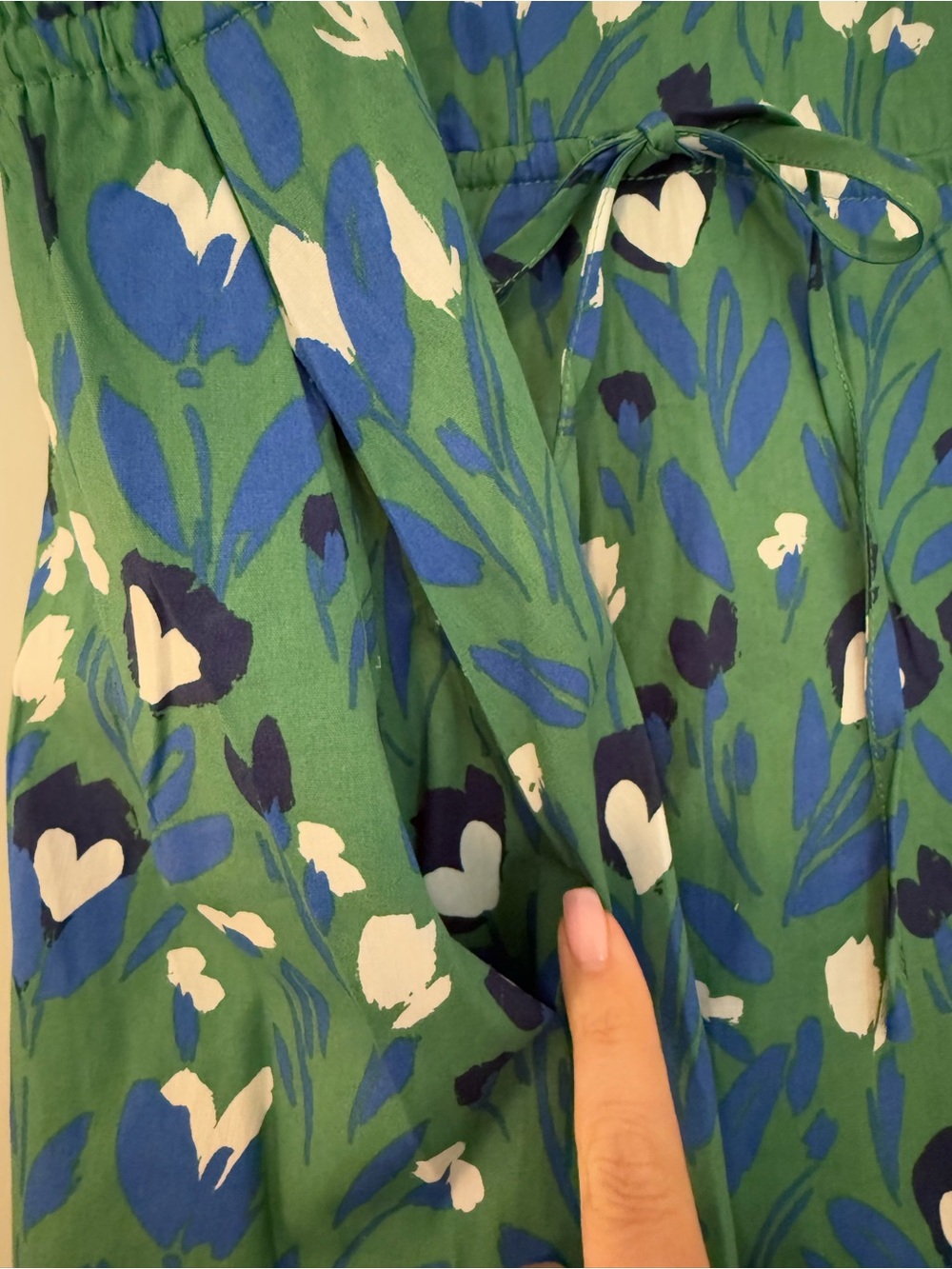Sugarlips Blue and Green Floral Puff-Sleeve Tiered Dress - Picture 4 of 7